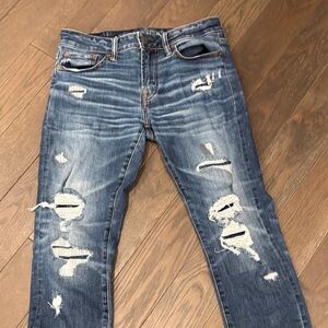 American Eagle Outfitters Distressed Blue Skinny Jeans